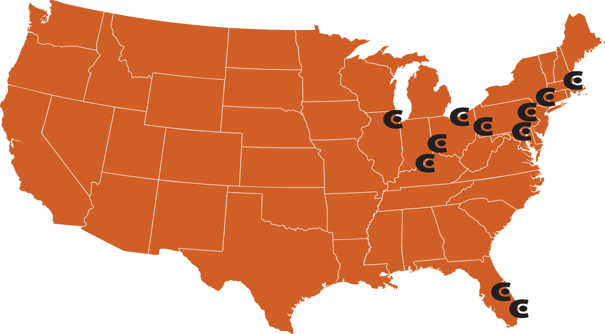 A map showing all Currito locations within the United States